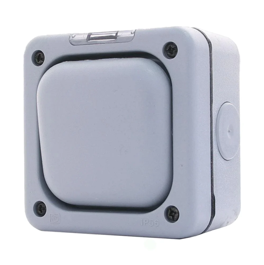 MK 10A 1 Gang 2 Way Switch 56401GRY, Stylish Single Gang Two-Way Switch in Gray Finish, Suitable for Controlling Lights from Two Locations, Rated at 10A for Residential Use